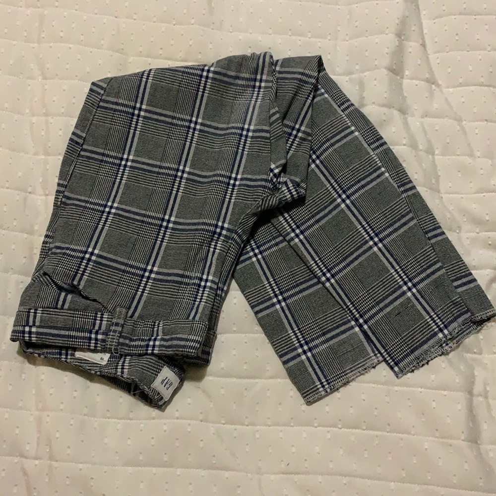 GAP Grey and Blue Plaid Pants
